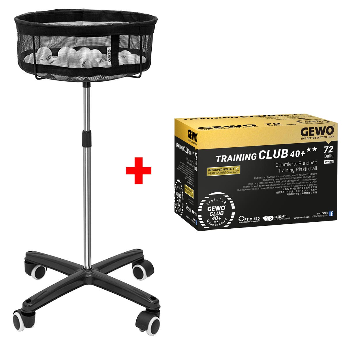 GEWO Mobiler Ballkorb + Ball Training Club 72er - Set (2-teilig