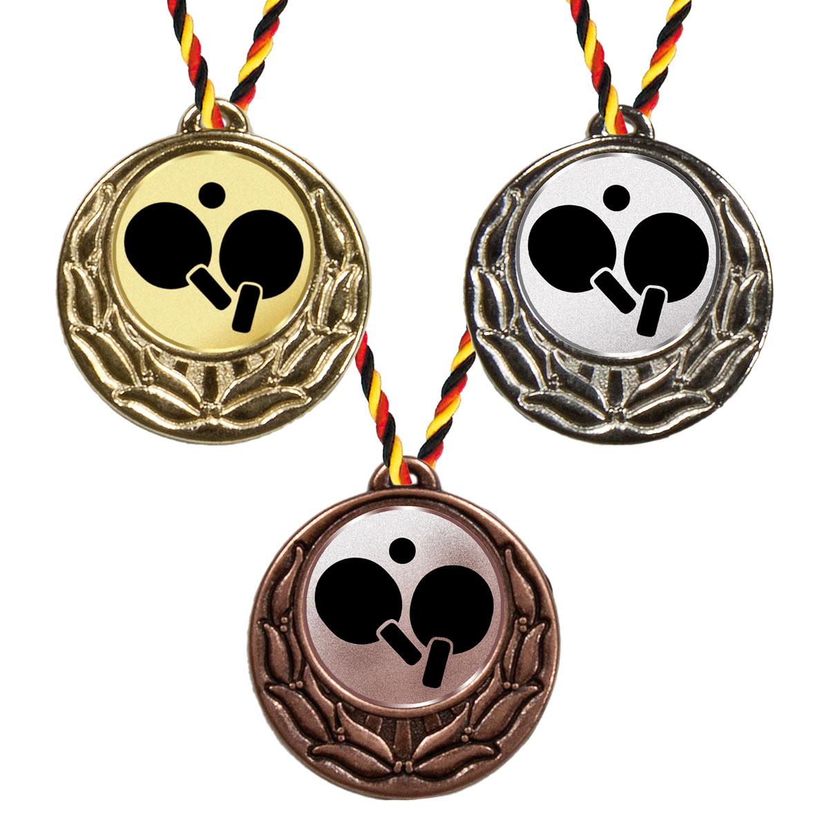 Medaille Rose mit Emblem und Kordel 40mm