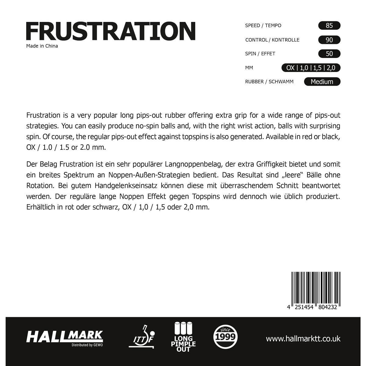 HALLMARK Belag Frustration schwarz OX