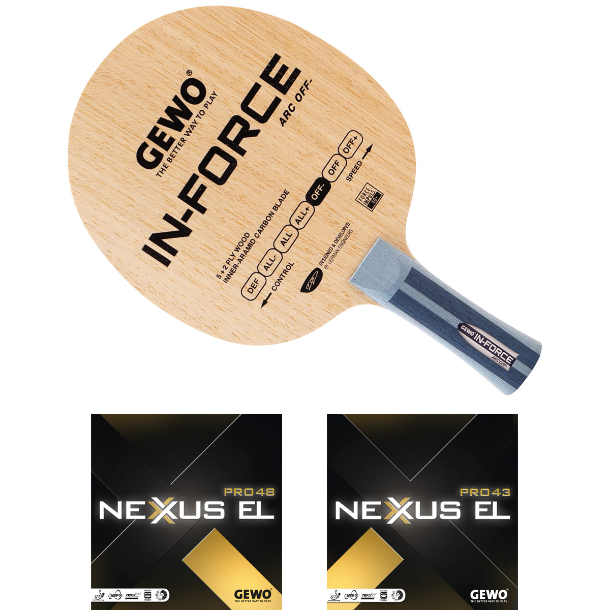 GEWO Schläger: Holz In-Force ARC  mit Nexxus EL Pro48 + Nexxus EL Pro43