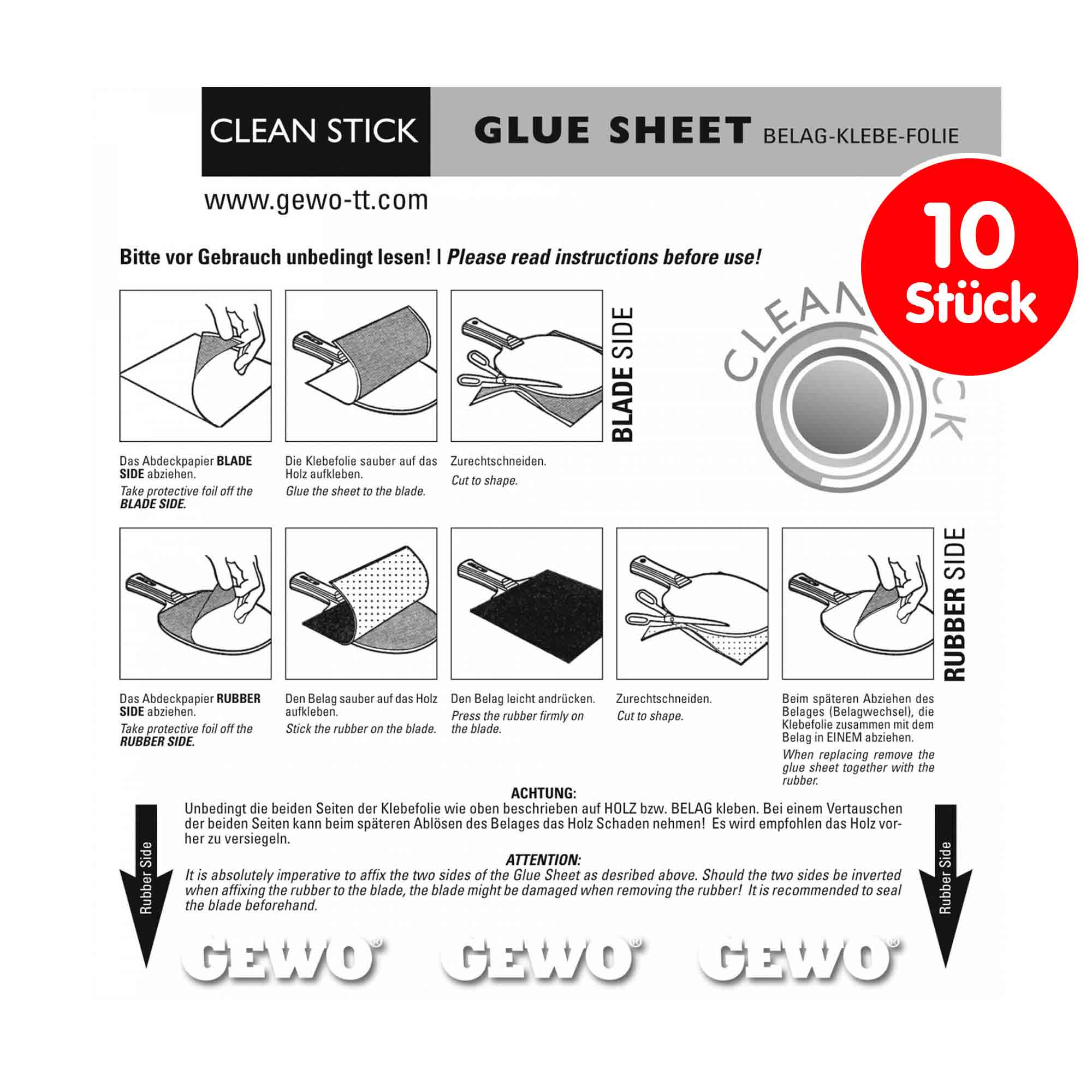 GEWO Klebefolie clean Stick - Set (10 Stück)