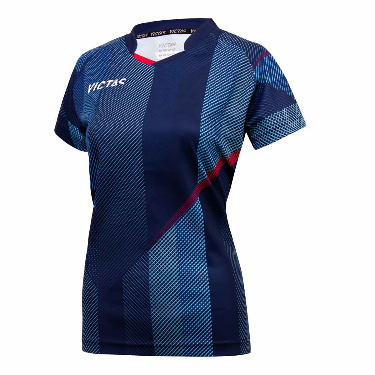 VICTAS Hemd V-Ladyshirt 220 navy/rot XL