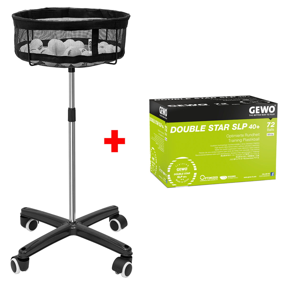 GEWO Mobiler Ballkorb + Ball Double Star 72er - Set (2-teilig)