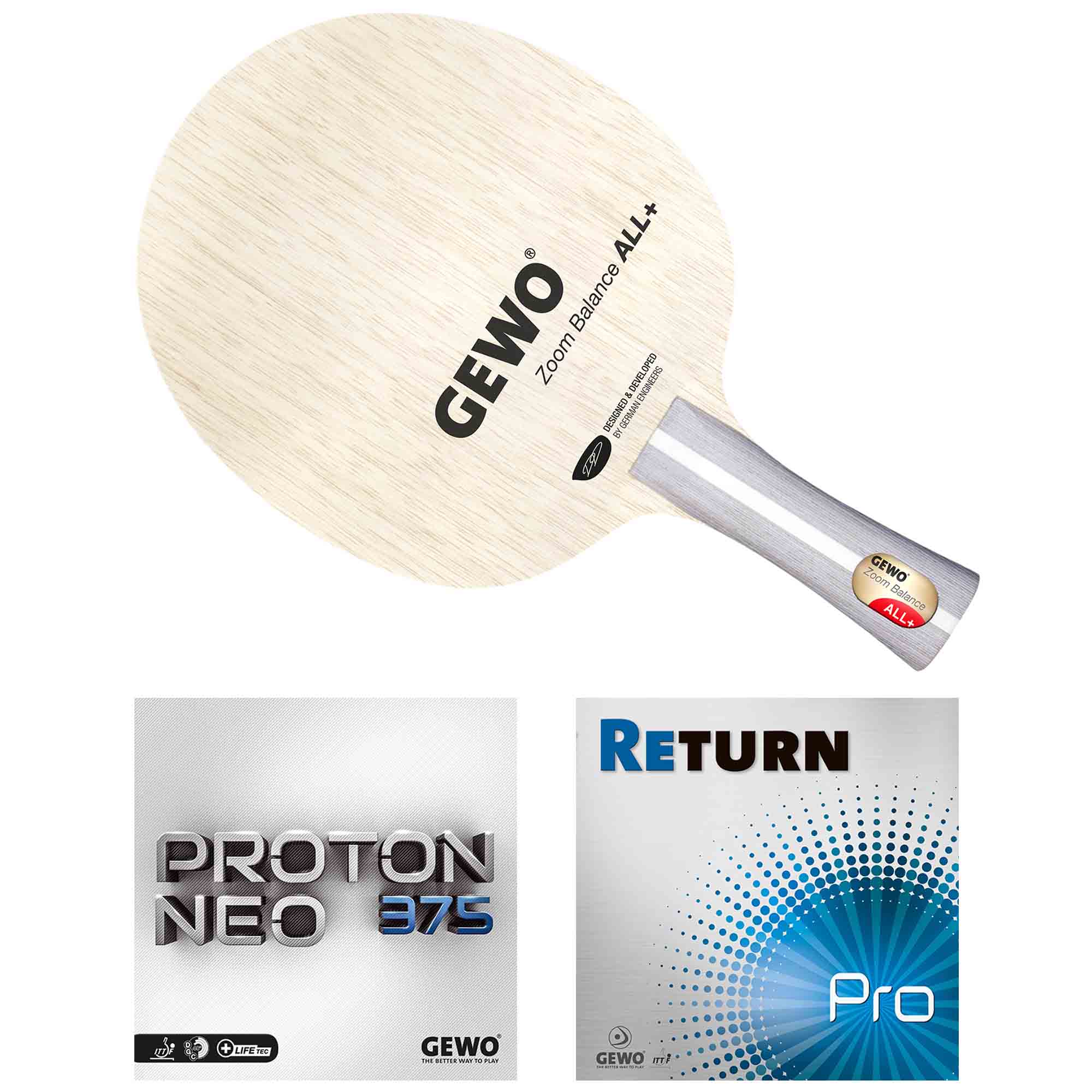 GEWO Schläger Zoom Balance mit Proton Neo 375 1,8+Return Pro 1,6mm