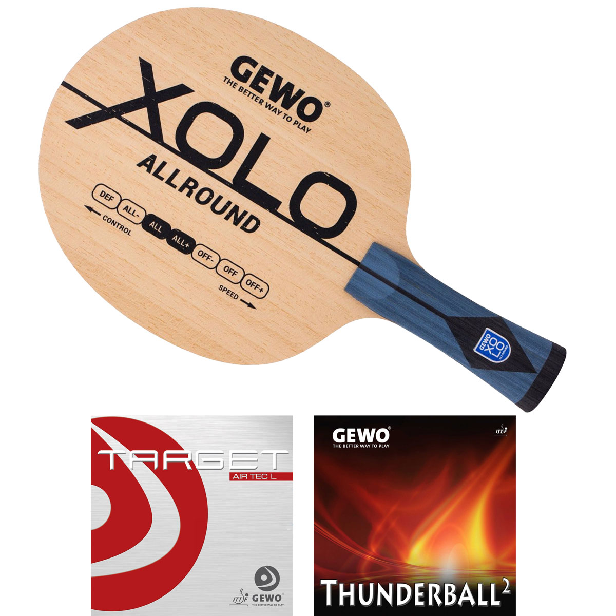 GEWO Schläger: Holz Xolo ALLround mit Target airTEC L + Thunderball²  konkav