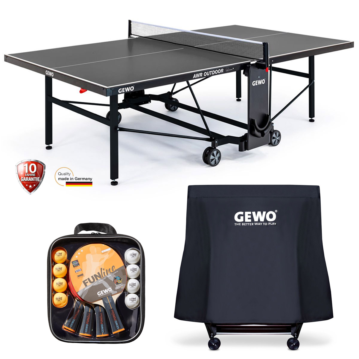 GEWO Tischtennisplatte AWR Outdoor - Set (3-teilig)