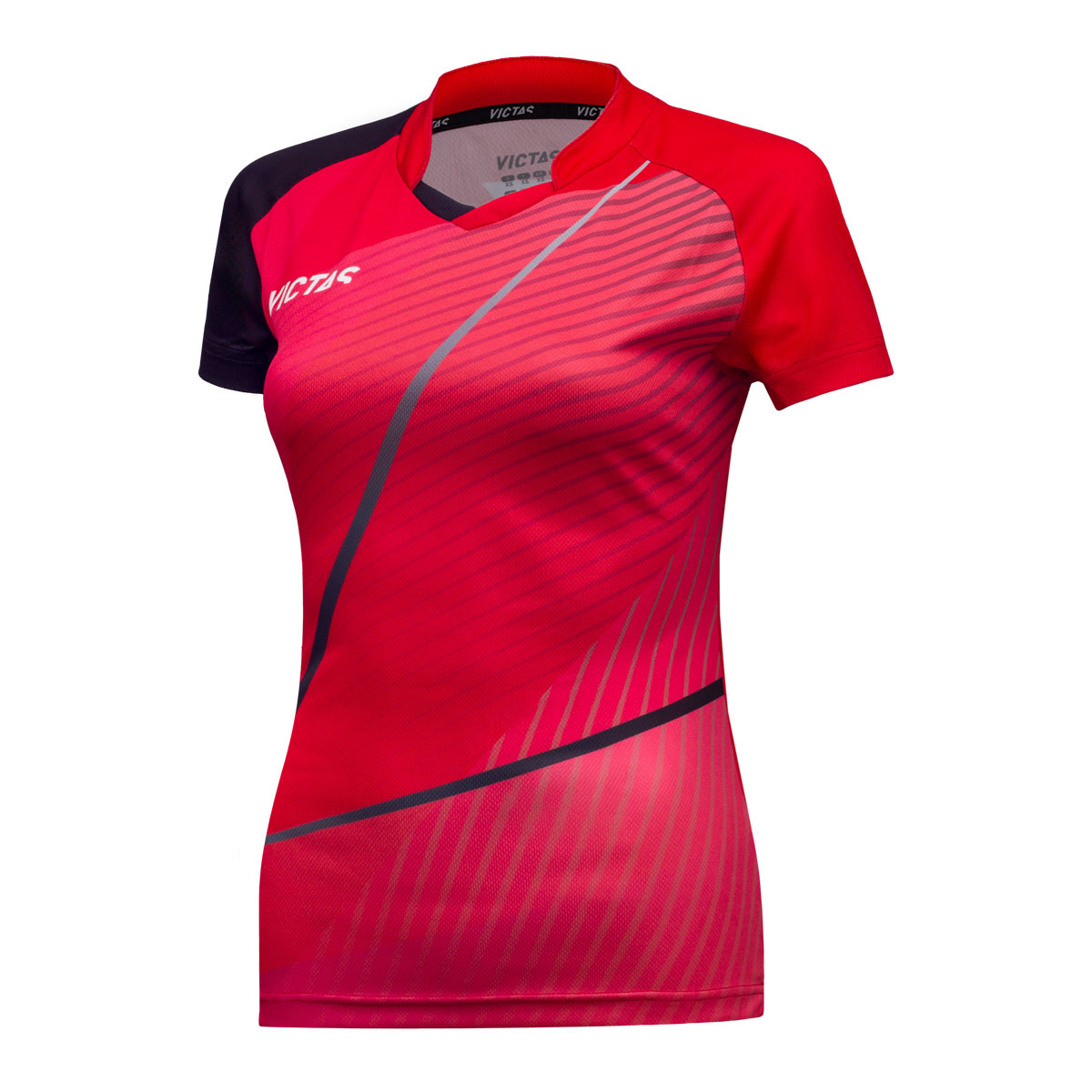 VICTAS Poloshirt V-Ladyshirt 237 rot/schwarz XL