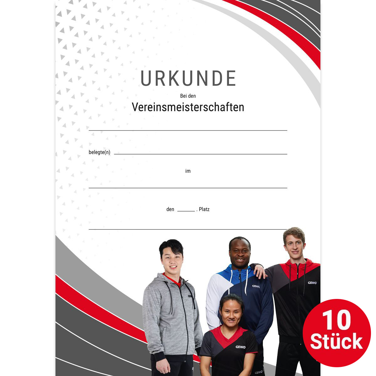 GEWO Set 10x Urkunde Team 2025 mit Text